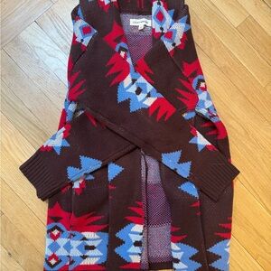 Lucky Brand Red and Blue Patterned Cardigan